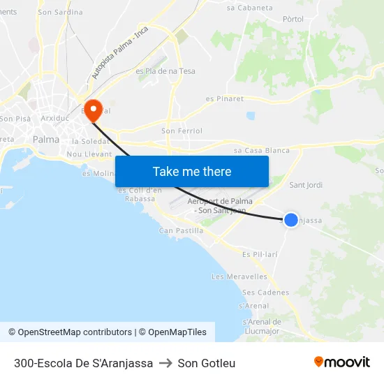 300-Escola De S'Aranjassa to Son Gotleu map