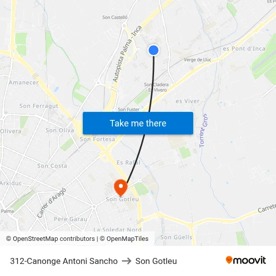 312-Canonge Antoni Sancho to Son Gotleu map
