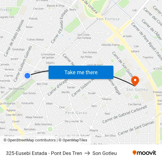 325-Eusebi Estada - Pont Des Tren to Son Gotleu map