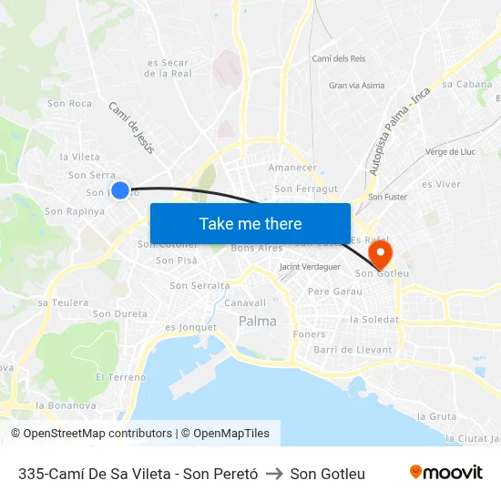 335-Camí De Sa Vileta - Son Peretó to Son Gotleu map