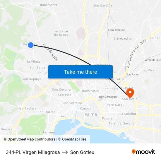 344-Pl. Virgen Milagrosa to Son Gotleu map
