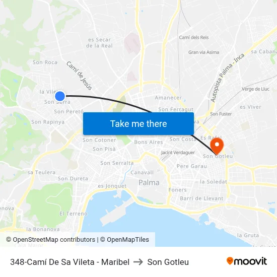 348-Camí De Sa Vileta - Maribel to Son Gotleu map
