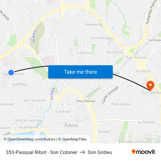 353-Pasqual Ribot - Son Cotoner to Son Gotleu map