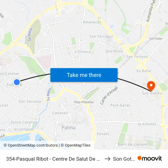 354-Pasqual Ribot - Centre De Salut De Son Pisa to Son Gotleu map