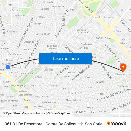 361-31 De Desembre - Comte De Sallent to Son Gotleu map