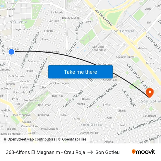 363-Alfons El Magnànim - Creu Roja to Son Gotleu map