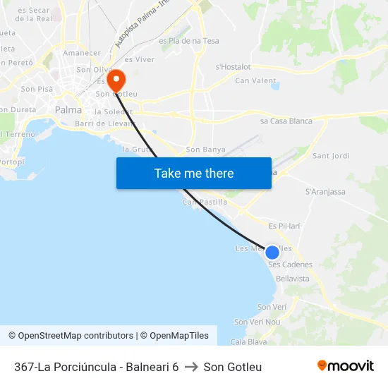 367-La Porciúncula - Balneari 6 to Son Gotleu map