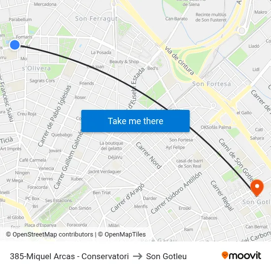 385-Miquel Arcas - Conservatori to Son Gotleu map
