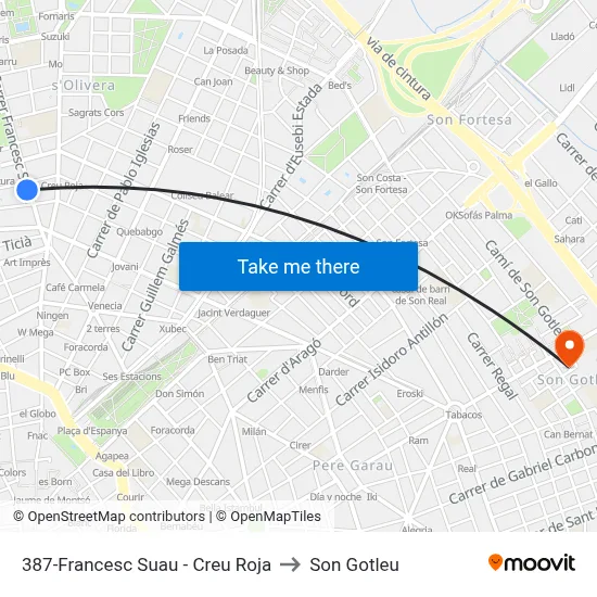 387-Francesc Suau - Creu Roja to Son Gotleu map
