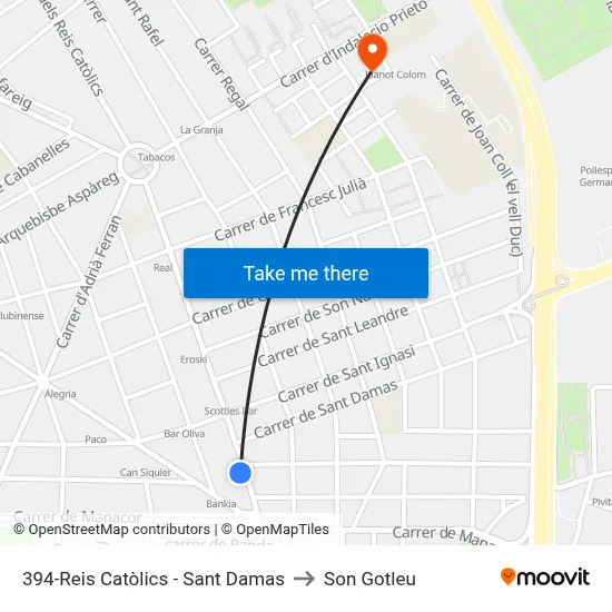 394-Reis Catòlics - Sant Damas to Son Gotleu map