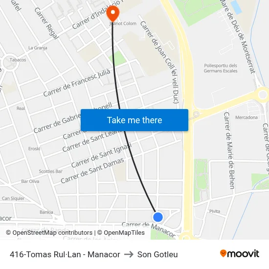 416-Tomas Rul·Lan - Manacor to Son Gotleu map