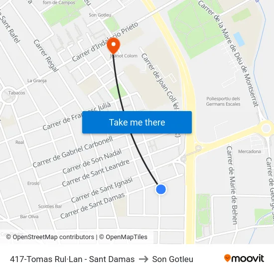 417-Tomas Rul·Lan - Sant Damas to Son Gotleu map