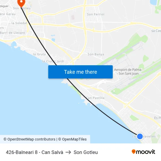 426-Balneari 8 - Can Salvà to Son Gotleu map