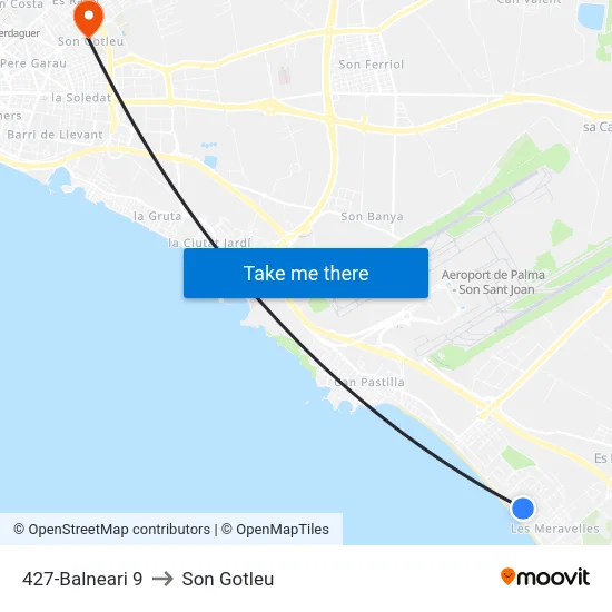 427-Balneari 9 to Son Gotleu map