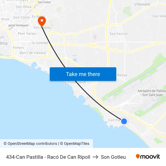 434-Can Pastilla - Racó De Can Ripoll to Son Gotleu map