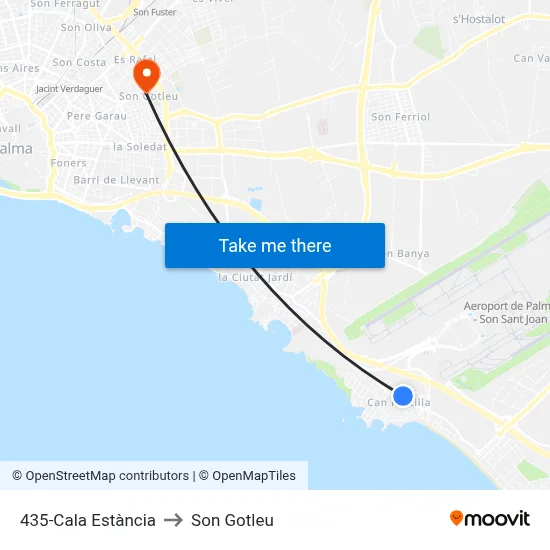 435-Cala Estància to Son Gotleu map