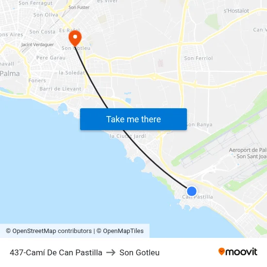 437-Camí De Can Pastilla to Son Gotleu map