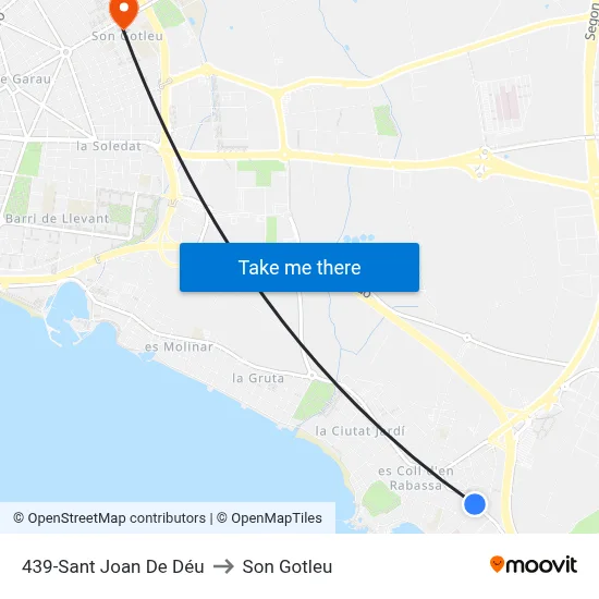 439-Sant Joan De Déu to Son Gotleu map