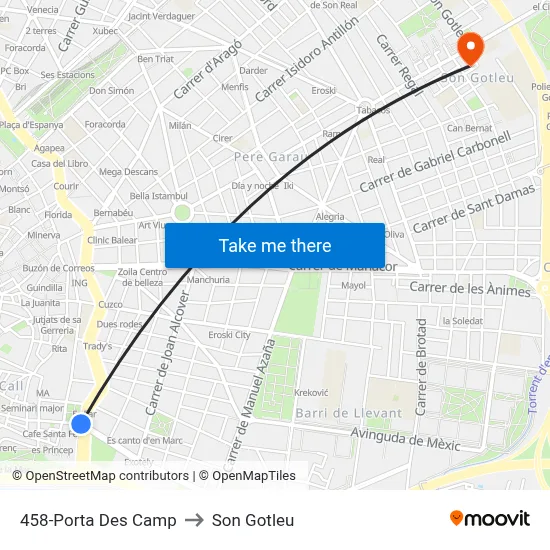 458-Porta Des Camp to Son Gotleu map