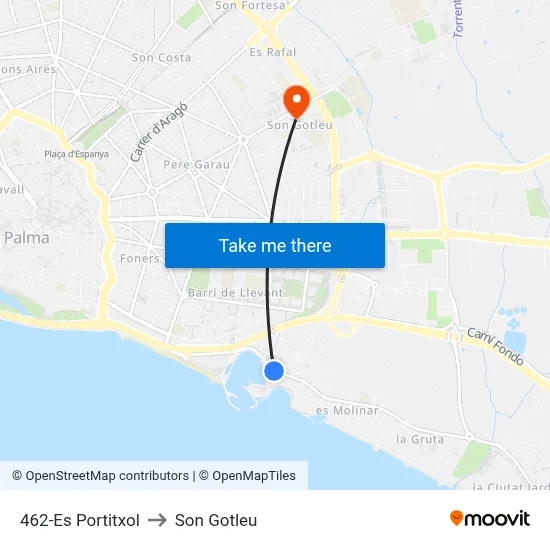 462-Es Portitxol to Son Gotleu map
