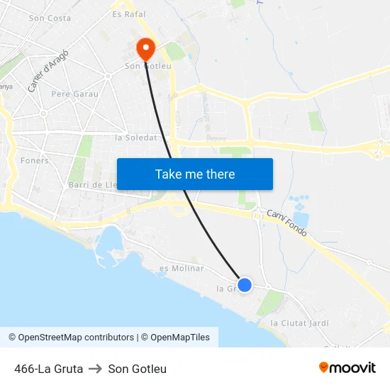 466-La Gruta to Son Gotleu map