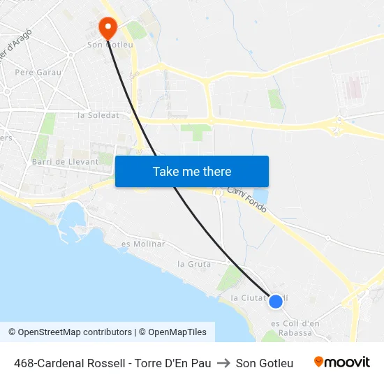 468-Cardenal Rossell - Torre D'En Pau to Son Gotleu map