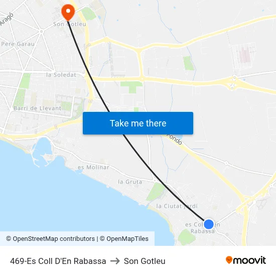 469-Es Coll D'En Rabassa to Son Gotleu map