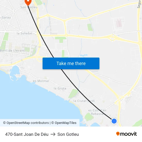 470-Sant Joan De Déu to Son Gotleu map