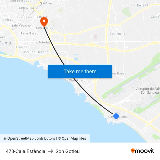 473-Cala Estància to Son Gotleu map