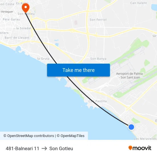 481-Balneari 11 to Son Gotleu map