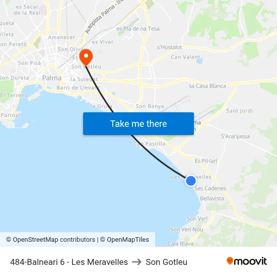 484-Balneari 6 - Les Meravelles to Son Gotleu map