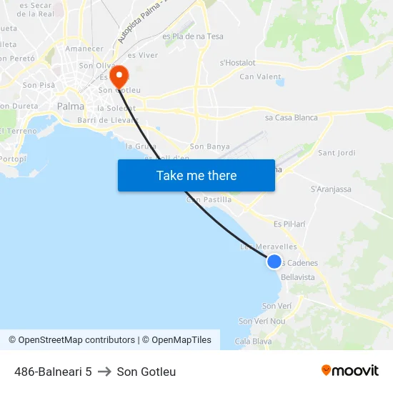 486-Balneari 5 to Son Gotleu map