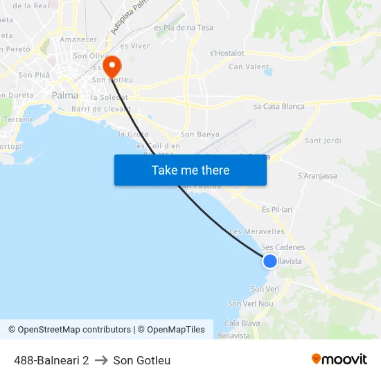 488-Balneari 2 to Son Gotleu map