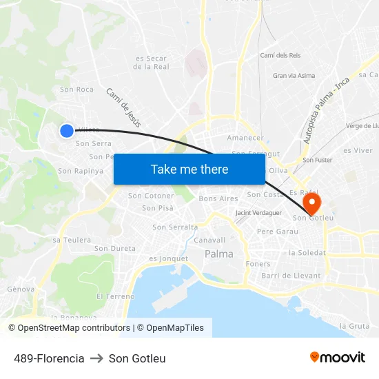 489-Florencia to Son Gotleu map
