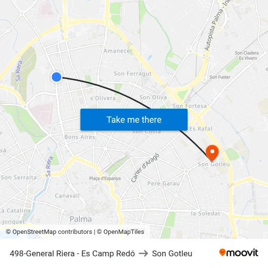 498-General Riera - Es Camp Redó to Son Gotleu map
