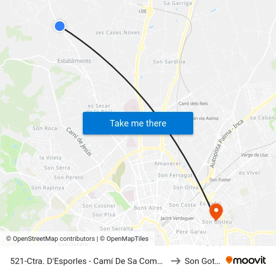 521-Ctra. D'Esporles - Camí De Sa Coma Freda to Son Gotleu map
