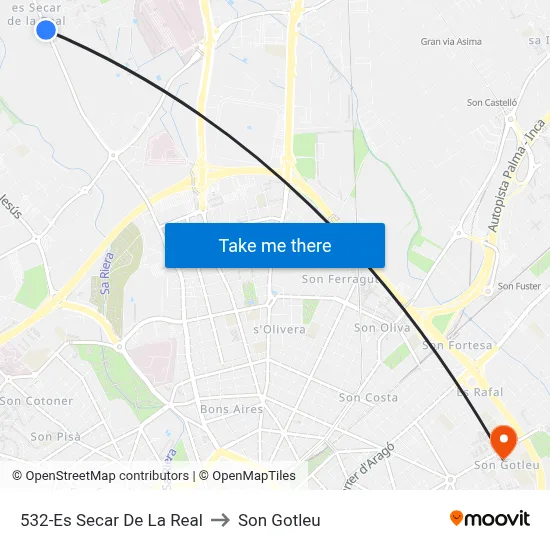 532-Es Secar De La Real to Son Gotleu map