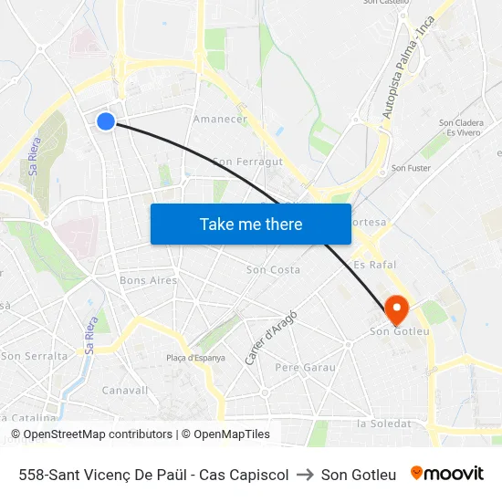 558-Sant Vicenç De Paül - Cas Capiscol to Son Gotleu map