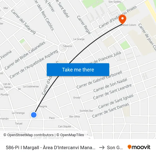 586-Pi I Margall - Àrea D'Intercanvi Manacor - M.Azaña to Son Gotleu map
