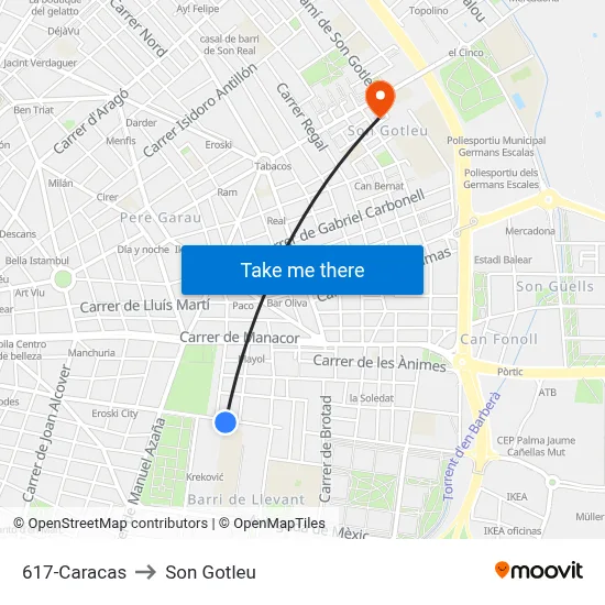 617-Caracas to Son Gotleu map