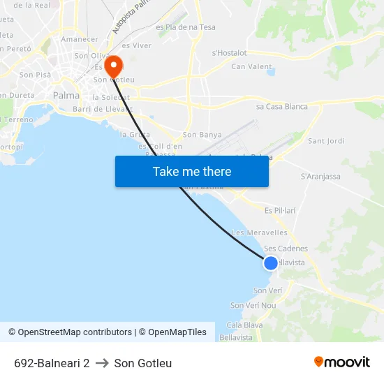 692-Balneari 2 to Son Gotleu map