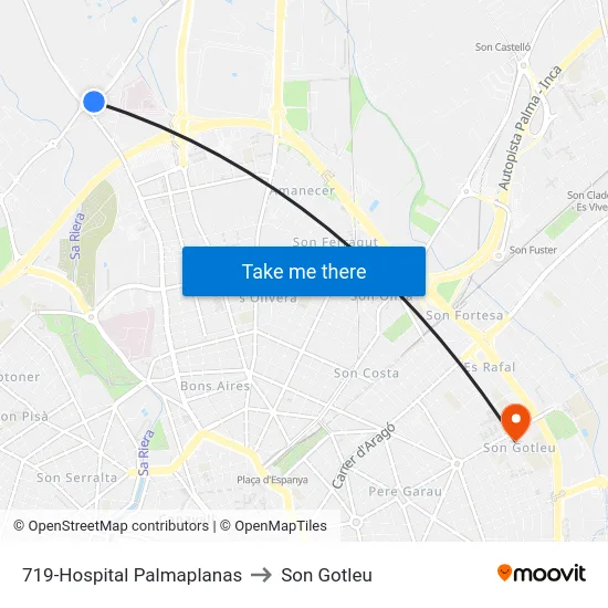 719-Hospital Palmaplanas to Son Gotleu map