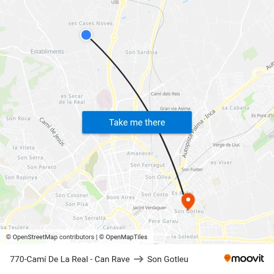 770-Camí De La Real - Can Rave to Son Gotleu map