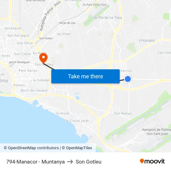 794-Manacor - Muntanya to Son Gotleu map