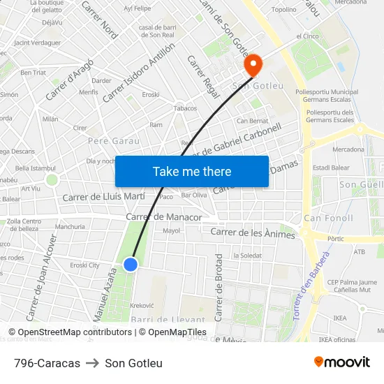 796-Caracas to Son Gotleu map