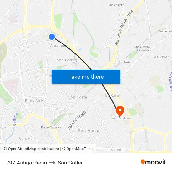 797-Antiga Presó to Son Gotleu map