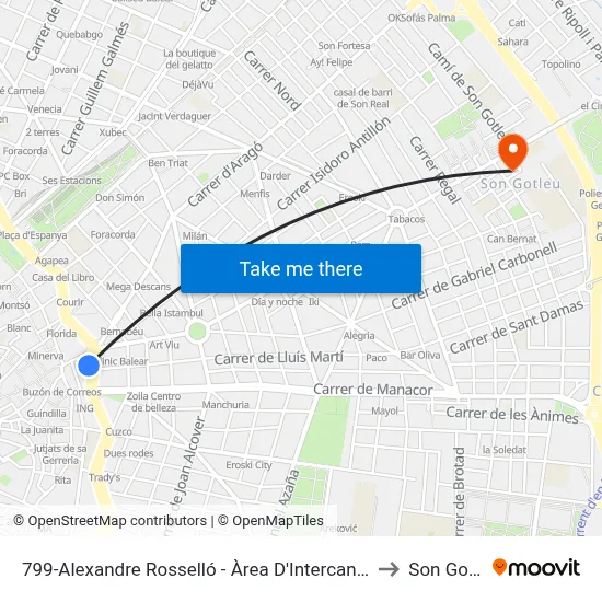 799-Alexandre Rosselló - Àrea D'Intercanvi Sindicat to Son Gotleu map