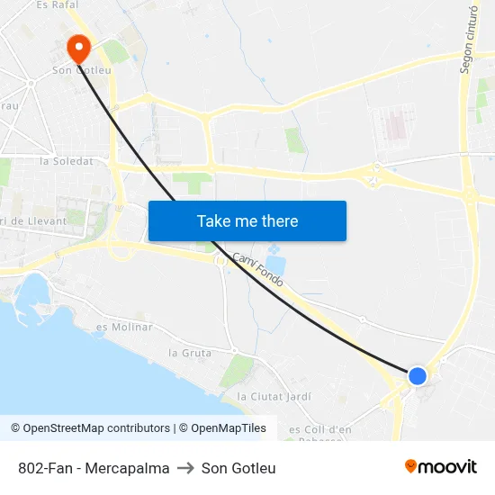 802-Fan - Mercapalma to Son Gotleu map