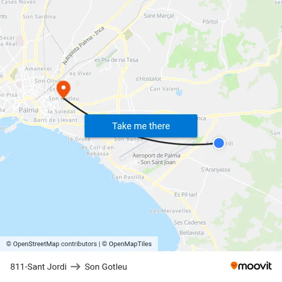 811-Sant Jordi to Son Gotleu map