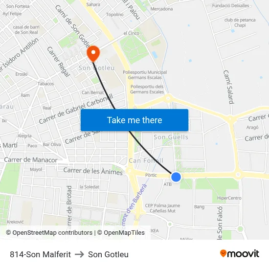 814-Son Malferit to Son Gotleu map